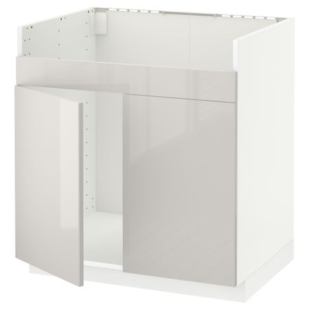 Напольный шкаф для двойной мойки ДУМШЁ МЕТОД, белый, Рингульт светло-серый (80x60 см)