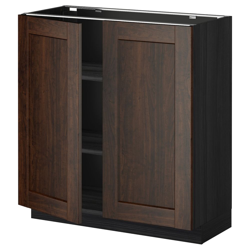 Напольный шкаф с полками/2двери, черный/Эдсерум коричневый 80x37 см IKEA МЕТОД 292.266.02 - схема-чертеж с размерами