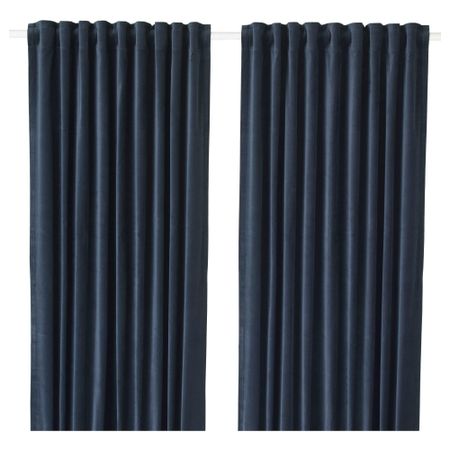 Затемняющие гардины, 2 шт., темно-синий, 140x300 см IKEA SANELA САНЕЛА 404.444.82