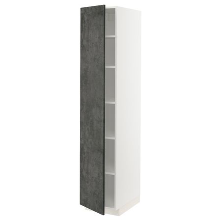 Высокий шкаф с полками, белый/кальхюттан под темно-серый бетон 40x60x200 см IKEA METOD МЕТОД 594.413.51