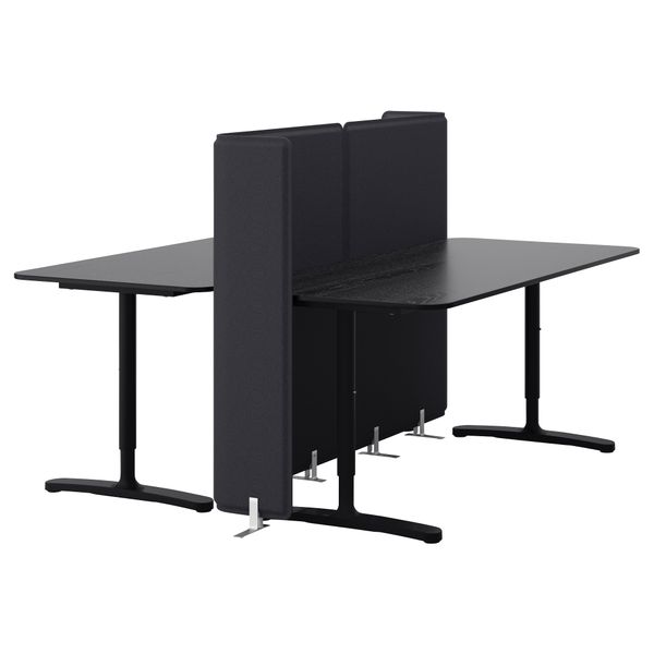 Стол с экраном БЕКАНТ, черно-коричневый, черный (160x160 120 см) - фото 1