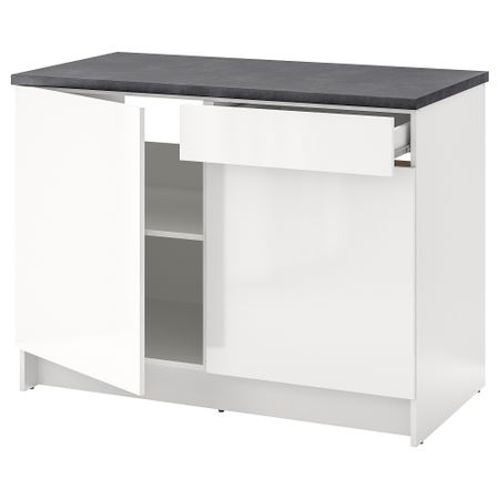 Напольный шкаф с дверцами и ящиком, глянцевый белый, 120 см IKEA KNOXHULT КНОКСХУЛЬТ 503.268.07