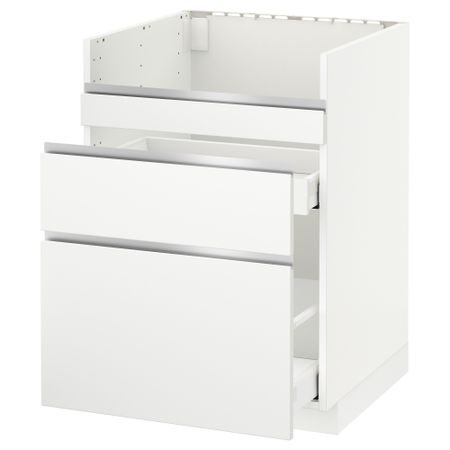 Напольный шкаф под мойку ДУМШЁ, 3 фасада, 2 ящика МЕТОД / МАКСИМЕРА, белый, Нодста белый