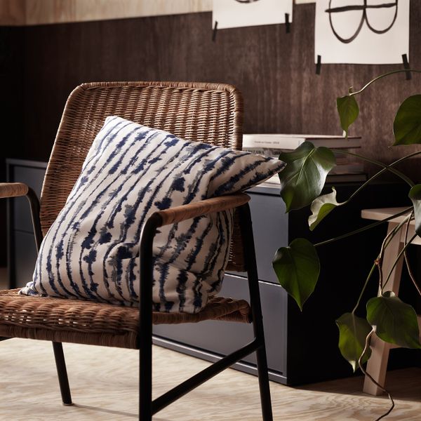 Чехол на подушку, белый, синий 50x50 см IKEA STRIMSPORRE СТРИМСПОРРЕ 704.326.56 - схема-чертеж с размерами