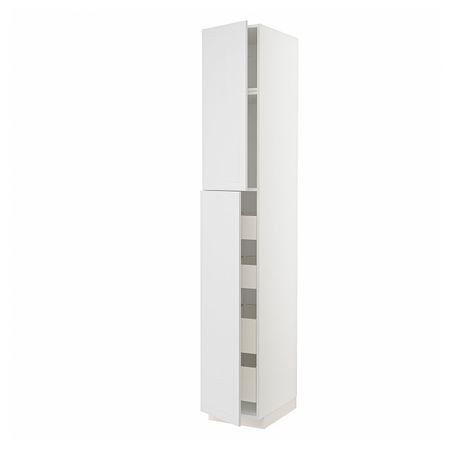 Высокий шкаф/2дверцы/4ящика, белый/Стенсунд белый 40x60x240 см IKEA METOD МЕТОД / MAXIMERA МАКСИМЕРА 994.458.56