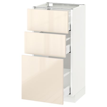 Напольный шкаф с 3 ящиками МЕТОД / МАКСИМЕРА, белый, Рингульт кремовый
