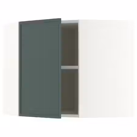 METOD Угловой навесной шкаф с полками - белый/Aspudden темный серо-зеленый 68x60 см
