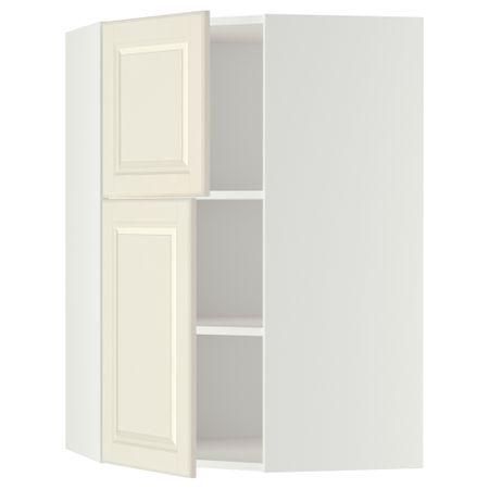 Угловой навесной шкаф + полки, 2 дверцы МЕТОД, белый, Будбин белый с оттенком (68x100 см)