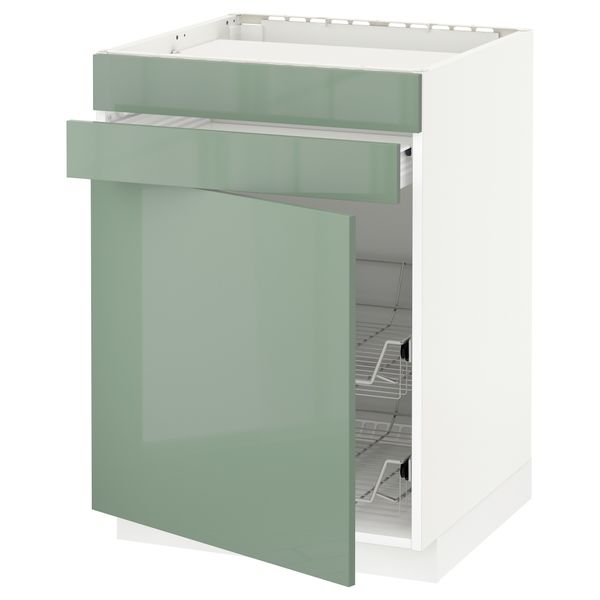 Напольный шкаф для варочной панели, ящик, 2 проволочных корзины МЕТОД / ФОРВАРА, белый, Калларп светло-зеленый (60x60 см) - схема-чертеж с размерами
