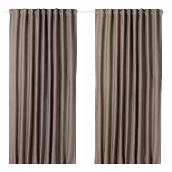 VILBORG Затемняющие гардины, 2 шт. - темный серо-бежевый/с лентой 145x300 см - фото 1