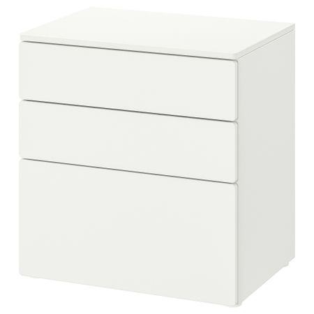 Комод с 3 ящиками, белый, белый, 60x42x63 см IKEA PLATSA ПЛАТСАA ПЛАТСА, SMÅSTAD СМОСТАД 294.201.33