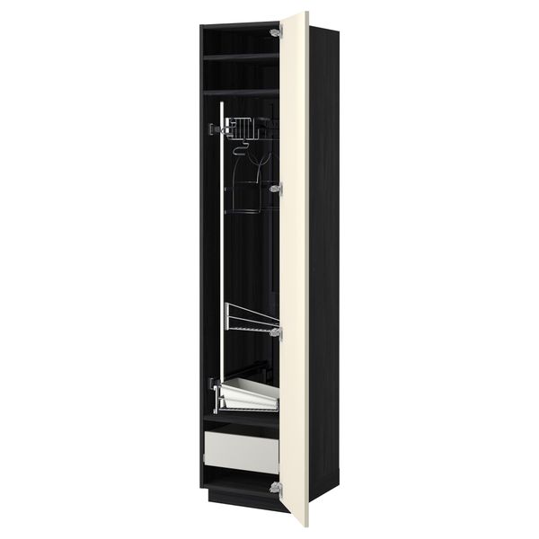 Высокий шкаф с отделением для аксессуаров, для уборки МЕТОД / ФОРВАРА, черный, Рингульт кремовый (40x60x200 см) - фото 1
