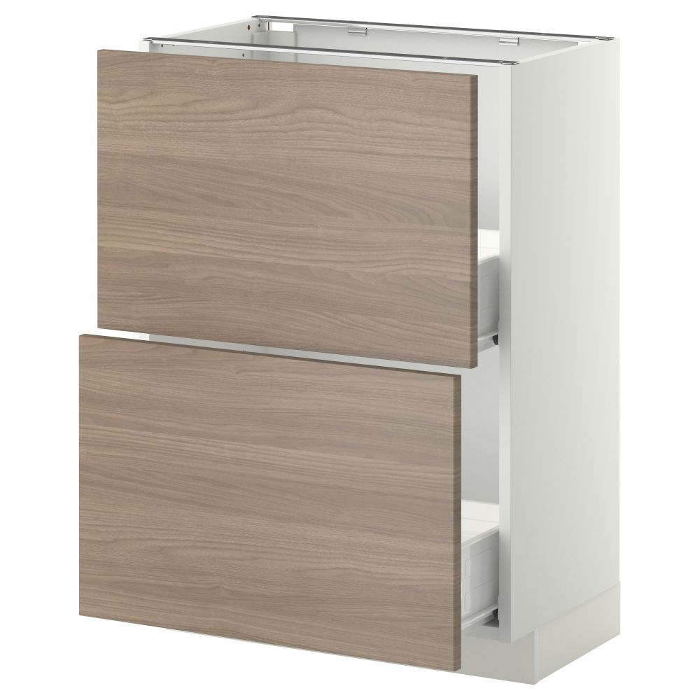 Напольный шкаф с 2 ящиками МЕТОД / ФОРВАРА, белый, Брокхульт светло-серый - схема-чертеж с размерами