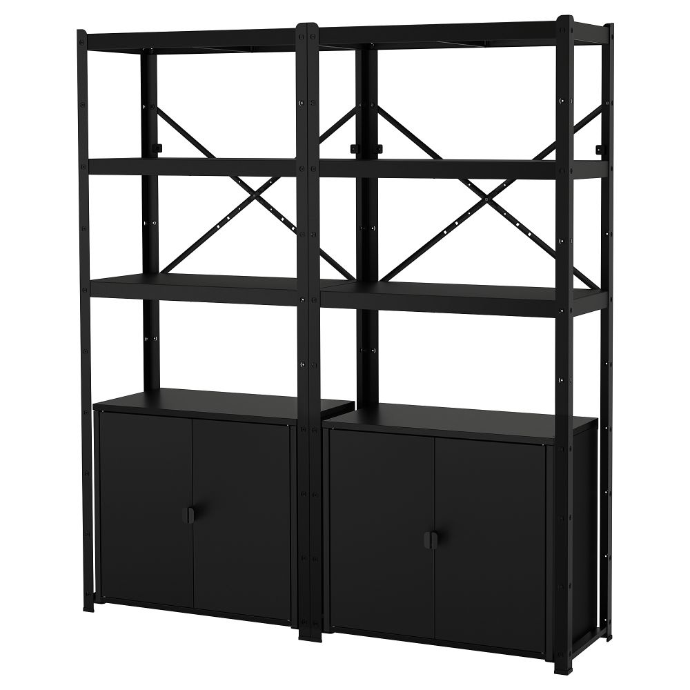 Стеллаж со шкафами, черный, 170x40x190 см IKEA BRORINGE БРУР-ИНГЕ 494.717.44 - фото 1