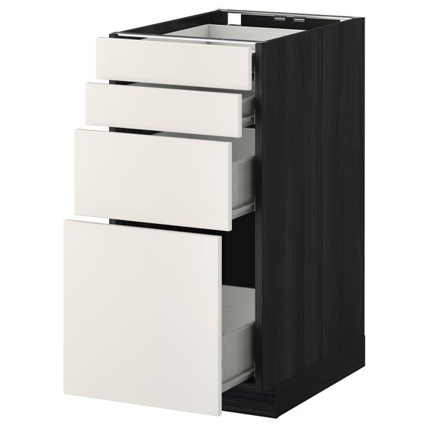 Напольный шкаф 4 фронтальных панели, 4 ящика МЕТОД / ФОРВАРА, черный, Веддинге белый - схема-чертеж с размерами