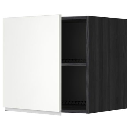 Верхний шкаф на холодильник, морозильник МЕТОД, черный, Нодста белый