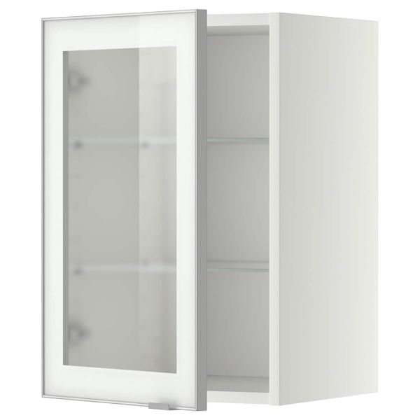 Навесной шкаф/полки/стеклян дверца, белый/Ютис матовое стекло 40x60 см IKEA METOD МЕТОД 094.451.20 - фото 1