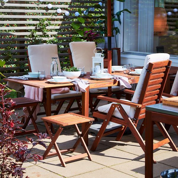 Садовое кресло, регулируемая спинка, складной коричневая морилка IKEA ÄPPLARÖ ЭПЛАРО 003.763.43 - фото 2