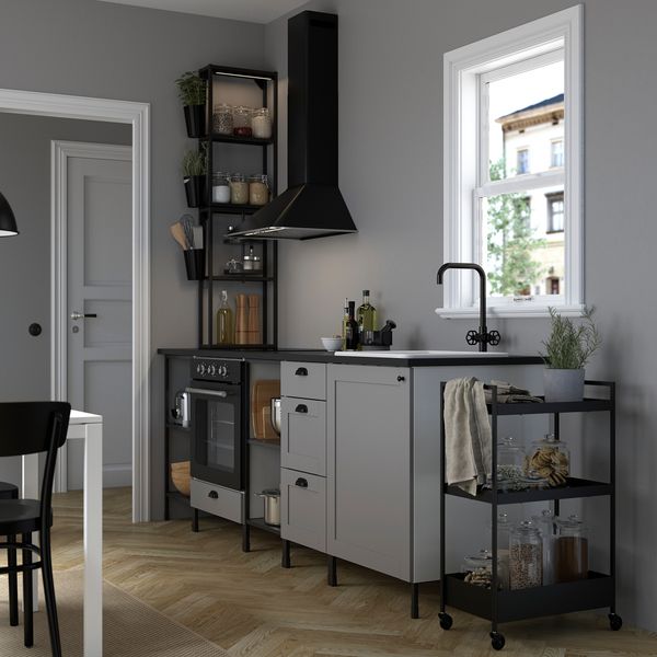 Кухня, 243x63.5x241 см, антрацит/серый каркас IKEA ENHET 293.380.58 - фото 3