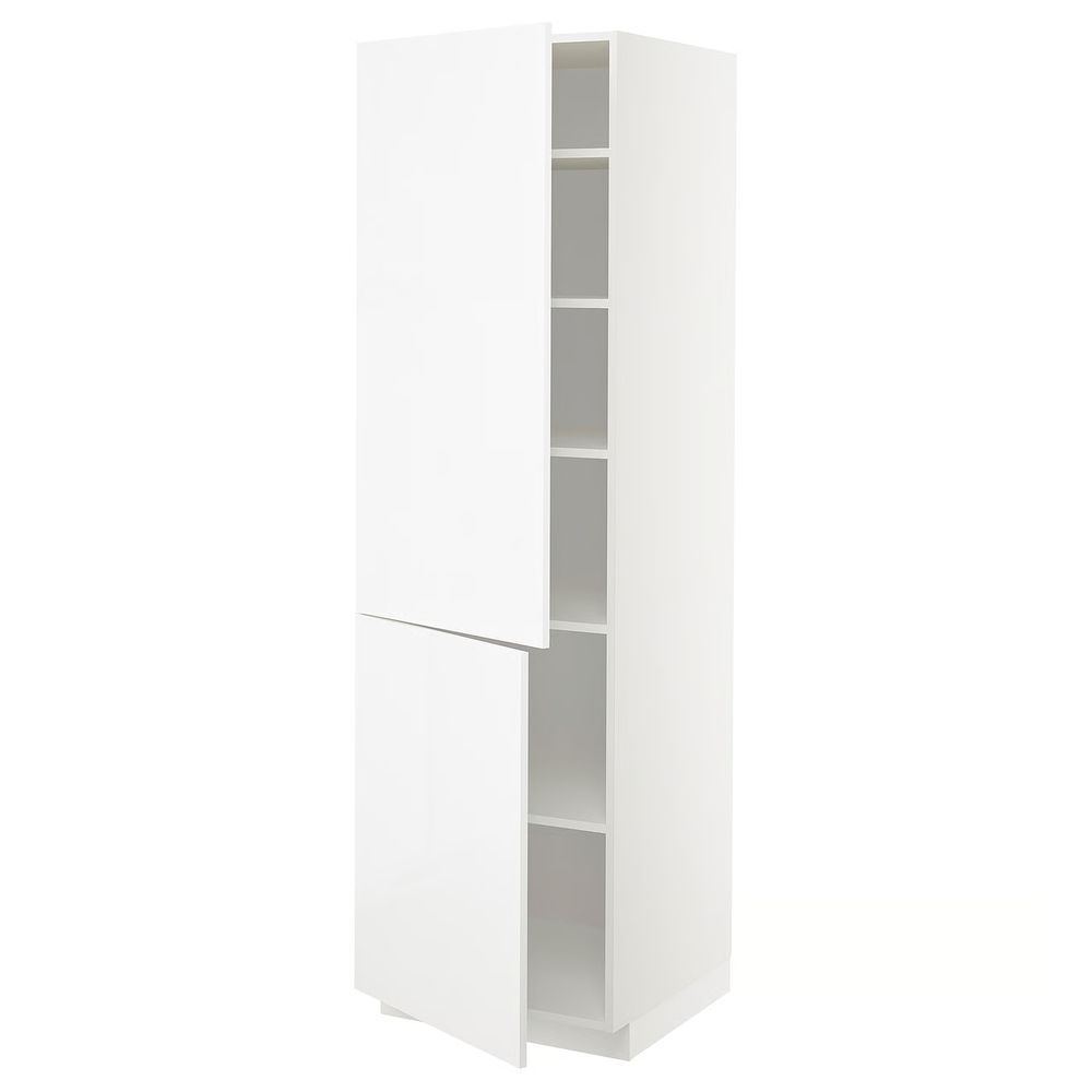 METOD Высокий шкаф с полками/2 дверцы - белый/Ringhult белый 60x60x200 см - фото 1