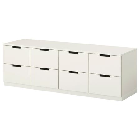 Комод с 8 ящиками НОРДЛИ, белый (160x52 см)