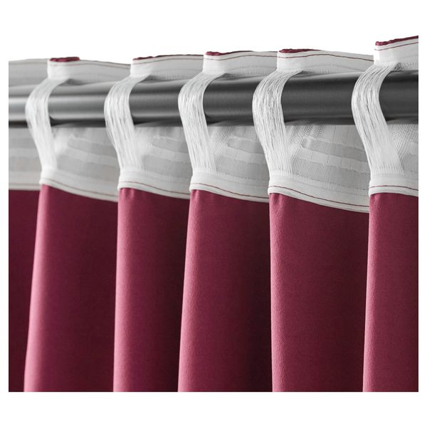 Гардины, блокирующие свет, 1 пара ВЕРНА, темно-красный (145x300 см) - фото 3