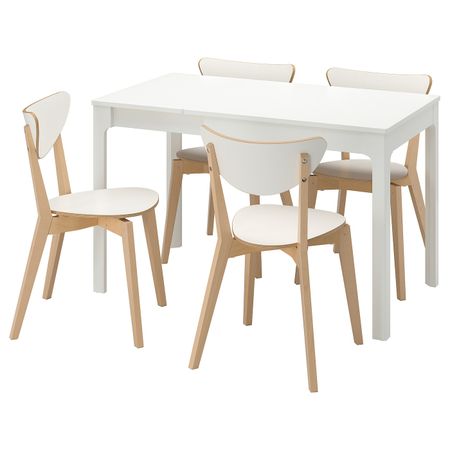Стол и 4 стула, белый/белый береза 80/120 см IKEA EKEDALEN ЭКЕДАЛЕН / NORDMYRA НОРДМИРА 694.829.73