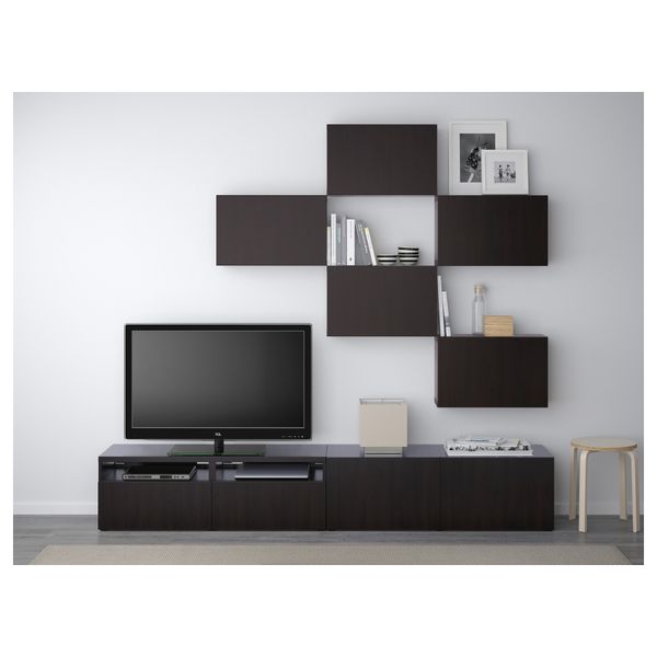Шкаф для ТВ, комбинация БЕСТО, Лаппвикен черно-коричневый (240x20/40x204 см) - фото 2