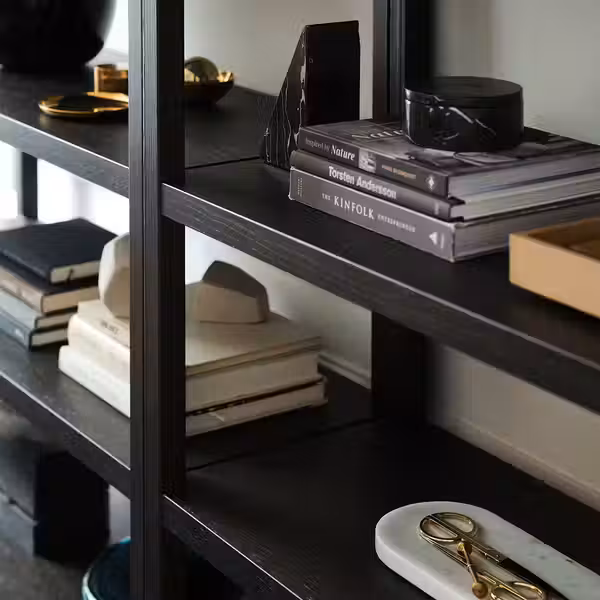 STOCKHOLM 2025 СТОКГОЛЬМ 2025 Стеллаж - дубовый шпон/темно-коричневый 120x40x188 см - фото 4