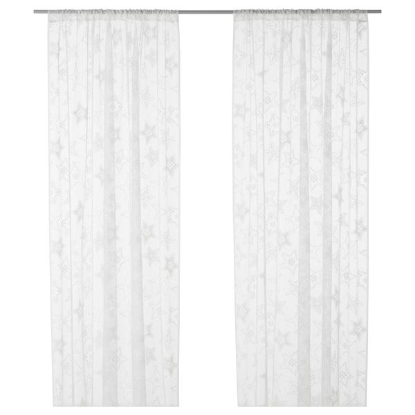 Гардины, 2 шт. ТЕРЕСЕ, белый звезда (145x270 см) - фото 1