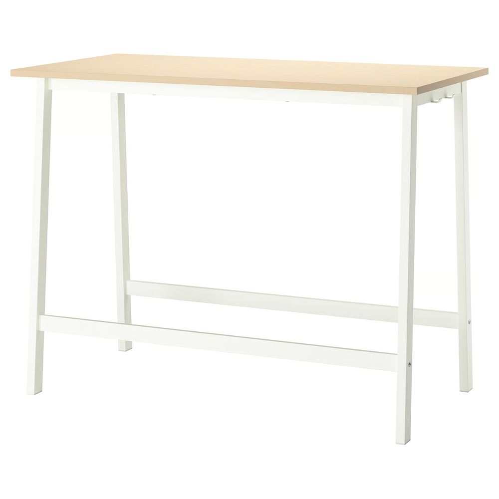 MITTZON Конференц-стол - березовый шпон/белый 140x68x105 см - фото 1