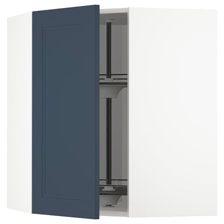Угловой навесной шкаф с вращающейся секцией, белый Акстад/матовая поверхность синий 68x80 см IKEA METOD МЕТОД 694.020.09