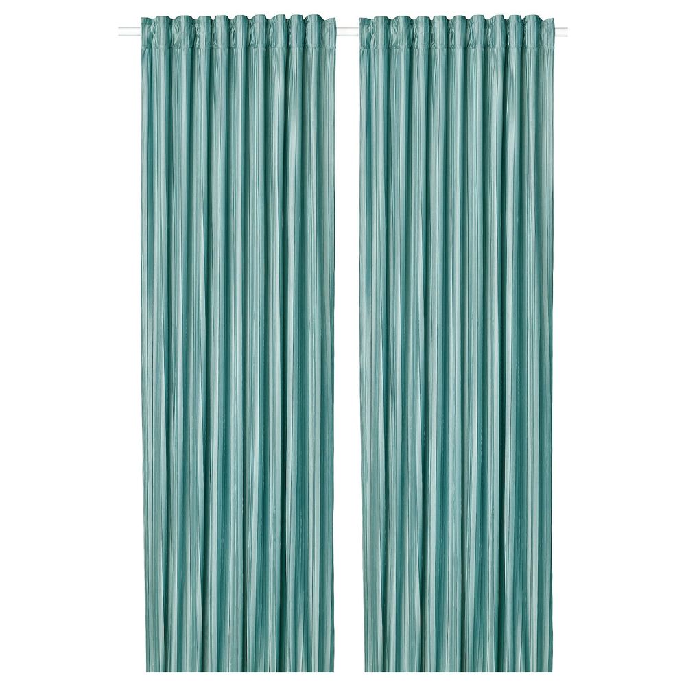 Затемняющие гардины, 2 шт., серо-бирюзовый 145x300 см IKEA ELDTORN ЭЛЬДТОРН 604.881.06 - фото 1