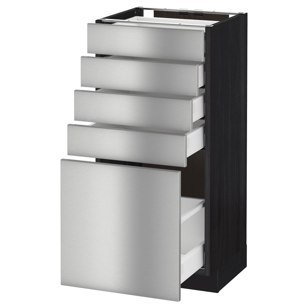Напольный шкаф с 5 ящиками МЕТОД / МАКСИМЕРА, черный, Гревста нержавеющ сталь - схема-чертеж с размерами