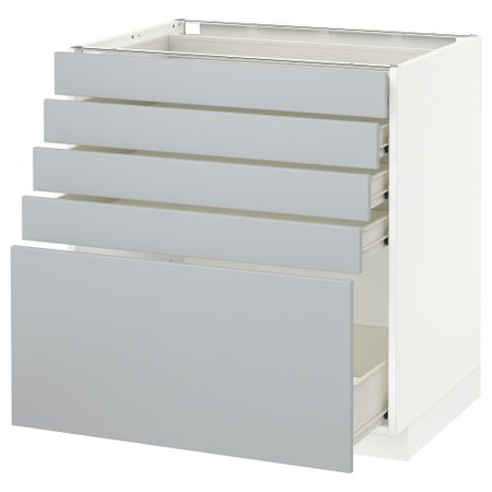 Напольный шкаф с 5 ящиками МЕТОД / ФОРВАРА, белый, Веддинге серый