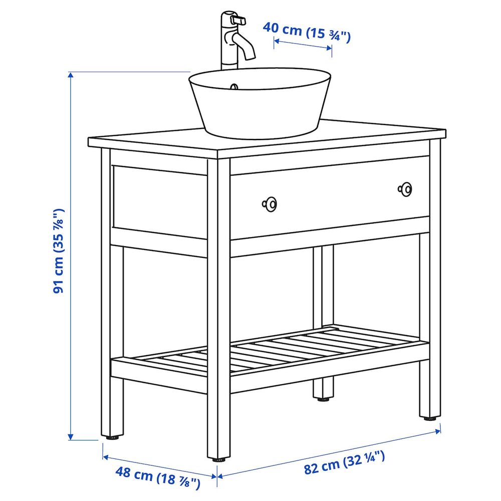 Открытый шкаф с раковиной 40, белый/ВОКСНАН смеситель 82x48x91 см IKEA HEMNES ХЕМНЭС / KATTEVIK КАТТЕВИК 893.194.67 - фото 1