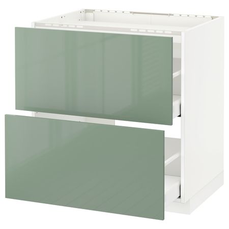 Напольный шкаф, 2 фронтальных панели/2ящика, белый, Калларп светло-зеленый, 80x60 см IKEA МЕТОД / МАКСИМЕРА 292.458.65