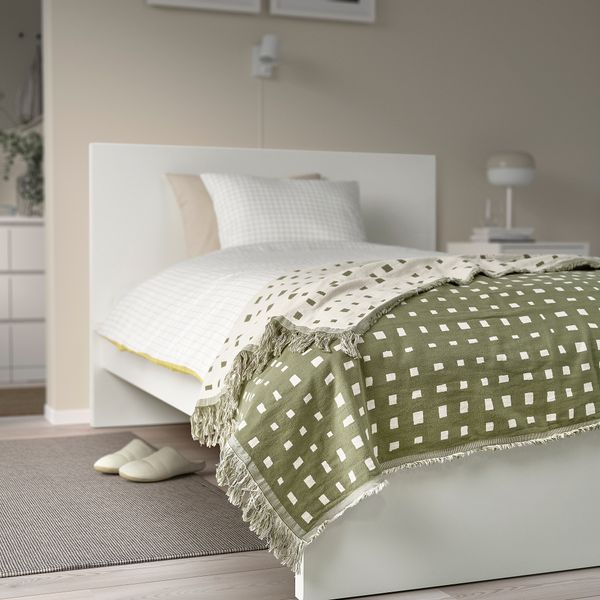 Плед, серо-зеленый, белый, 130x170 см IKEA SVARTTÅG 505.722.28 - фото 5