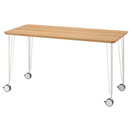 Письменный стол, бамбук/белый 140x65 см IKEA ANFALLARE АНФАЛЛАРЕ / KRILLE КРИЛЛЕ 494.177.09