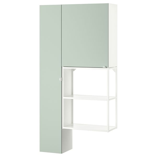 Комбинация для хранения, белый, бледный серо-зеленый, 90x32x180 см IKEA BEGIVENHET БЕГИВЕНХЕТ 394.973.01 - фото 2