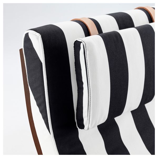 Кресло-качалка ПОЭНГ, классический коричневый, Стенли черный/белый - фото 3