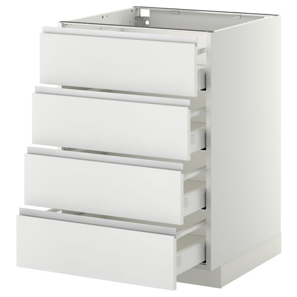 Напольный шкаф 4 фронтальных панели, 4 ящика МЕТОД / МАКСИМЕРА, белый, Нодста белый - схема-чертеж с размерами