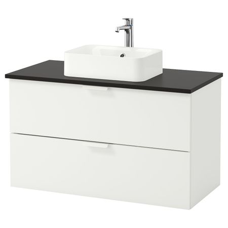 Шкаф со столешницей 45x32 раковина, белый/антрацит БРОГРУНД смеситель 102x49x72 см IKEA GODMORGON/TOLKEN ГОДМОРГОН/ТОЛКЕН /