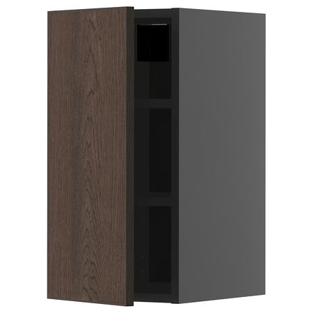 METOD Навесной шкаф с полками - черно-серый/Sinarp коричневый 30x60 см