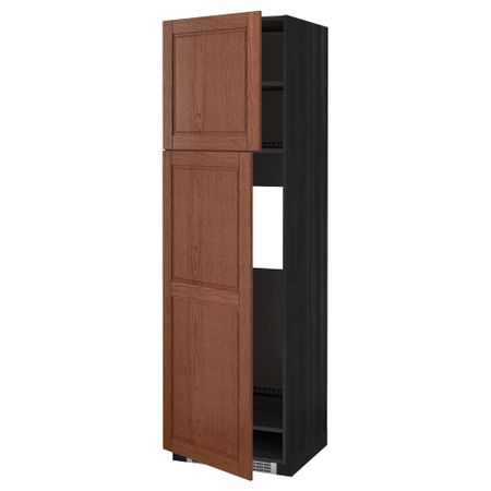 Высокий шкаф для холодильника, 2 дверцы МЕТОД, черный, Филипстад коричневый
