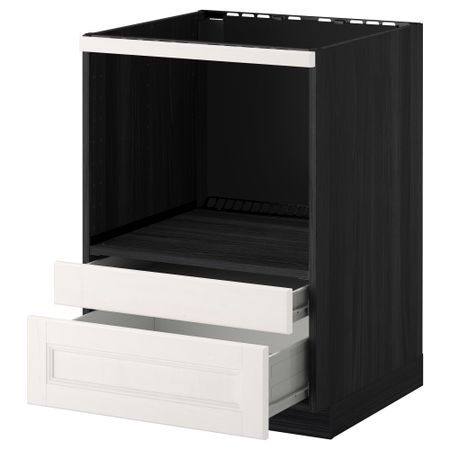 Напольный шкаф для комбинирования СВЧ, ящики МЕТОД / ФОРВАРА, черный, Лаксарби белый (60x60 см)