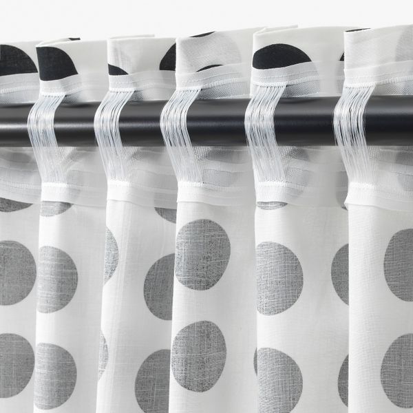 Гардины, 1 пара, белый, черный 145x300 см IKEA КЛАРАСТИНА 804.437.01 - фото 2