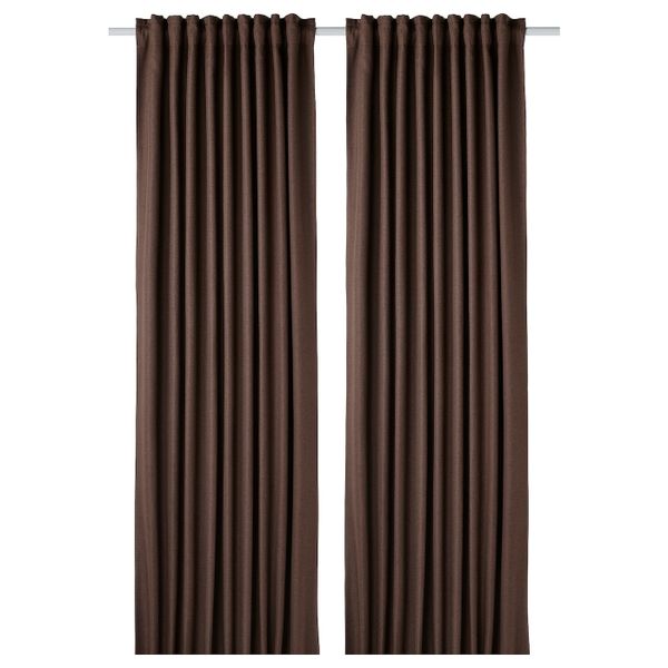 Затемняющие гардины, 2 шт., коричневый 145x300 см IKEA ANNAKAJSA АННАКАЙСА 704.981.43 - фото 1