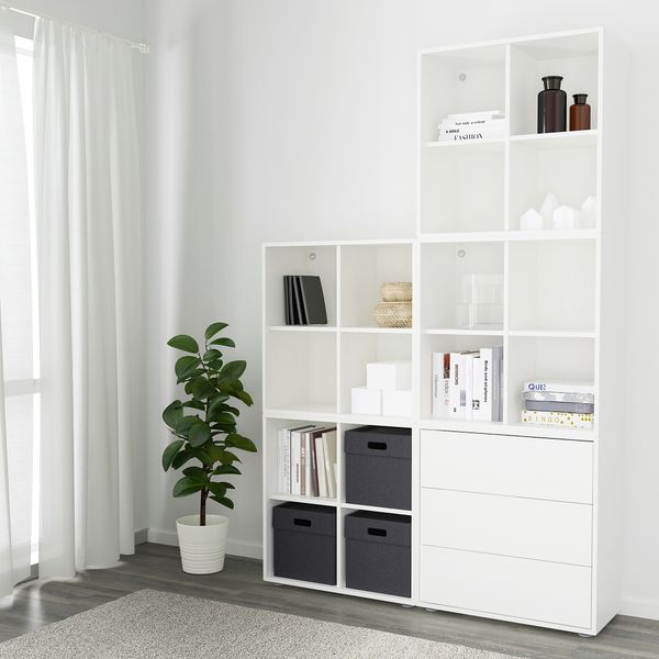 Комбинация шкафов с ножками, 140x35x212 см, белый IKEA EKET ЭКЕТ 891.903.27 - фото 3