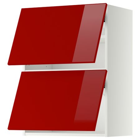 Навесной шкаф, 2 дверцы, горизонтальный МЕТОД, белый, Рингульт красный